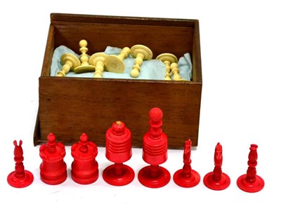 Lot 14 - Barleycorn Bone Chess Set complete in wooden box king stands 3.5";, 9cm (G)