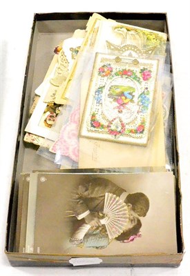 Lot 19 - Collection Of Greetings, Christmas And Other Cards C1900 with assorted photographs and...