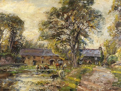 Lot 1068 - Herbert Royle (1870-1958) "An Anglesey Farmstead" Signed, inscribed with the title verso, also...