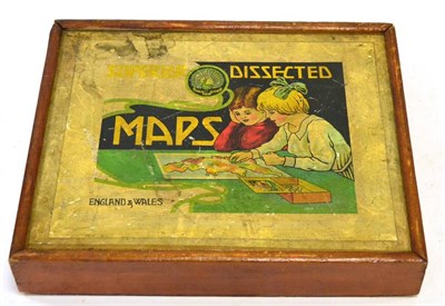 Lot 31 - Toys To Teach Dissected Maps England & Wales in wooden box with paper map (G, unchecked, box F-G)