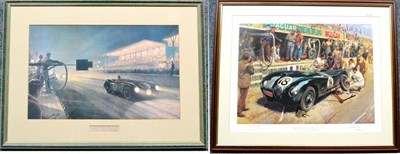 Lot 43 - Terence Cuneo Sign Print Jaguar  Pit Stop Le Mans 1953 signed by Cuneo and Lofty England...