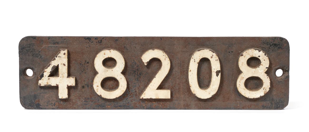 Lot 72 - Smokebox Number Plate 48208 from Stannier Class 8F locomotive, withdrawn August 1967 (in...