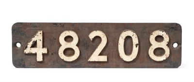 Lot 72 - Smokebox Number Plate 48208 from Stannier Class 8F locomotive, withdrawn August 1967 (in...