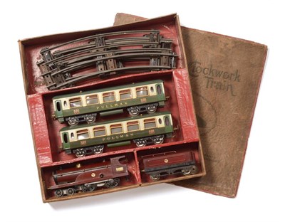 Lot 163 - Hornby O-Gauge No.2 Pullman Passenger Set consisting of c/w 4-4-0 MLL locomotive, part nut and bolt