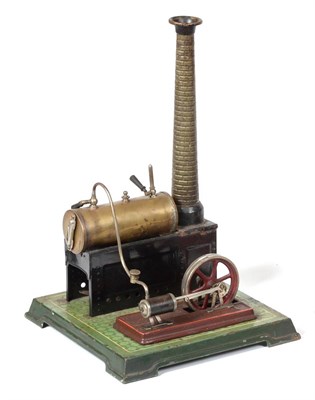 Lot 216 - Bing Live Steam Stationary Engine consisting of horizontal boiler  mounted on plain stand with...