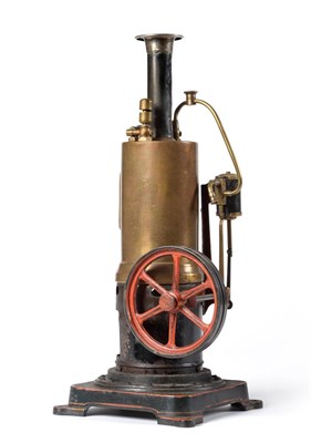 Lot 218 - Bing Live Steam Stationary Engine consisting of vertical brass boiler with chimney and glass...