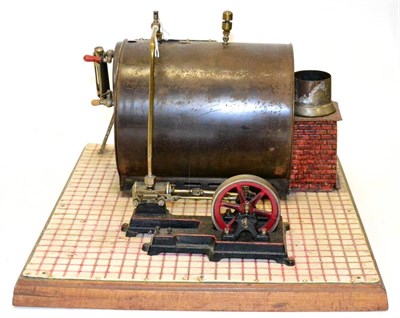 Lot 219 - Bing 'VANNA' Live Steam Stationary Engine consisting of horizontal brass boiler surrounded by large