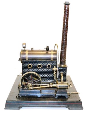 Lot 223 - Doll Live Steam Stationary Engine consisting of horizontal boiler  mounted on brick effect...