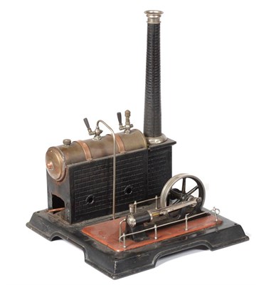 Lot 230 - Marklin Live Steam Stationary Engine consisting of horizontal brass boiler with GMC crest to...