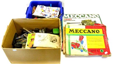 Lot 252 - Meccano Sets And Loose Parts including Army Set (Makes 10 Models) (G box G-F) No.4 Set...