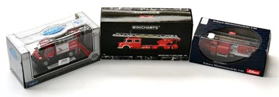 Lot 268 - Schuco Miniaturemodelle Mercedes Benz L6600 Fire Engine Minichamps Mercedes Benz 1113 Aerial Ladder