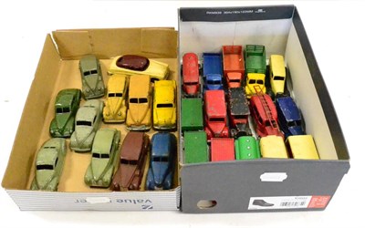 Lot 275 - Dinky 39 Series And Light Commercials including Buick, Packhard, Oldsmobile, Royal Mail van, 25...