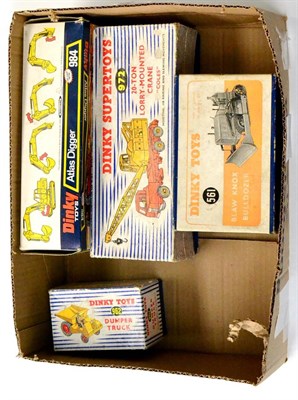 Lot 281 - Dinky Earth Moving Vehicles 984 Atlas digger (E, lacks exhaust, box G) 972 Coles crane, 962...