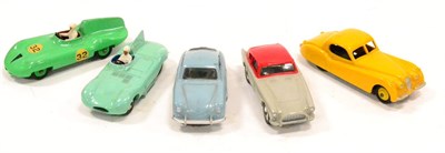 Lot 285 - Dinky Sports And Racing Cars D-type Jaguar, spunhubs and white driver, Jaguar XK, yellow,...