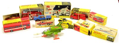 Lot 291 - Dinky Various Models including 351 UFO Interceptor in card display box (G-E, missile lacks...