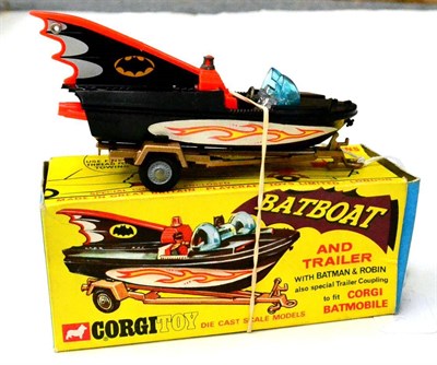 Lot 296 - Corgi 107 Batboat With Trailer in card pictorial box (E box E-G, a little crush damage)