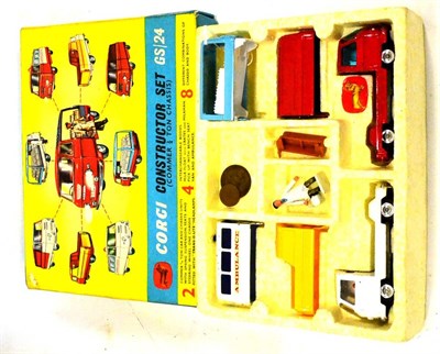 Lot 303 - Corgi 485 Surfing BMC Mini (G some chipping, box G-F) Gift Set 24 Commer Constructor Set (G-E, some