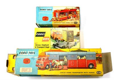 Lot 307 - Corgi Chipperfields Circus 1130 Horse Transporter (E-G box F, incomplete) 1123 Animal Cage (E,...