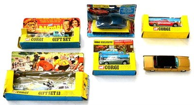 Lot 320 - Corgi Various Window Box And Blister Pack Models 335 E-type Jaguar 2+2, Gift Set 13 Renault R16...