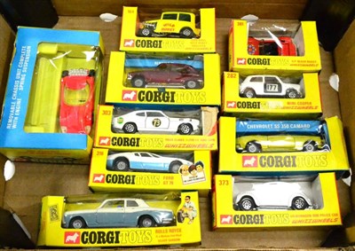 Lot 323 - Corgi Various Window Box Models 303 Roger Clark's Ford Capri  (box F-G damage to front) 373...