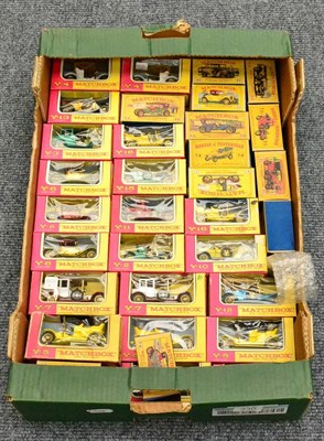 Lot 330 - Matchbox Models Of Yesteryear A Collection Of 35 Assorted Models including 23 in pink/yellow window