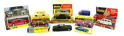 Lot 335 - Dinky And Corgi Assorted Boxed Models Dinky 165 Ford Capri (F-G box G-F) 2xs410 Bedford vans,...