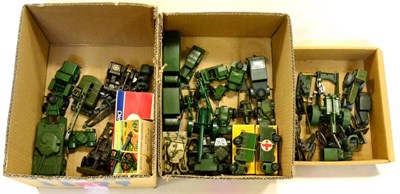 Lot 337 - Military Diecast including Dinky Reconnaissance car, ambulance, AA gun, Light tank, Tank...