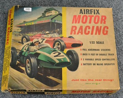 Lot 346 - Airfix Motor Racing Slot Racing Set containing E-type Jaguar, Mini, Ford Zodiac, Ford Cortina...