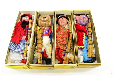 Lot 382 - Pelham Puppets Four Puppets Little Red Riding Hood, Wizard (in correct boxes) British Bulldog...