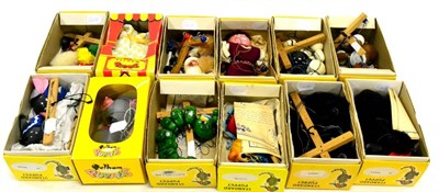 Lot 413 - Pelham Puppets Twelve Puppets In Small Boxes JC Girl, Wuff, 2xA9 Mice, Trug, 2xA4 Poodle, A7 Bengo