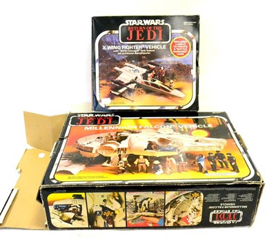 Lot 419 - Return Of The Jedi X-Wing Fighter and Millennium Falcon (both boxed) together with various...