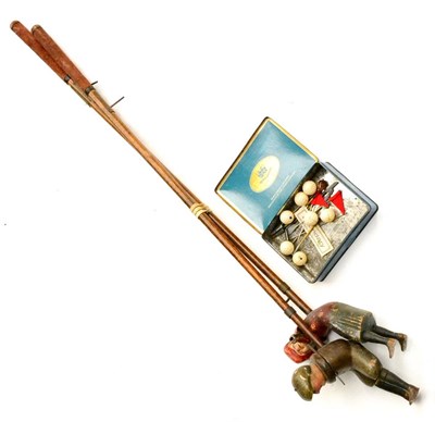 Lot 421 - Schoenhut Golfers Tommy Green and Susie Lofter mechanised golfing figures, one with original makers