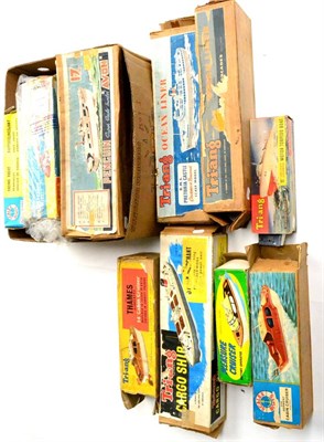 Lot 426 - Tri-ang Plastic Boats Pretoria Castle, MTB, Orcades, Cargo Ship, Speedboat and 14"; Cabin...