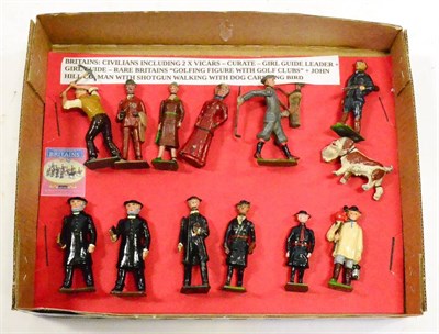 Lot 439 - Britains Various Figures including two Vicars (both repainted) curate, girl guide leader and...