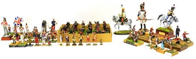 Lot 443 - Various Hand Painted Military Figures plastic and white metal, including WWI figures, two large...