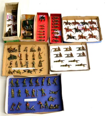 Lot 444 - Various Manufacturers A Collection Of Military Figures including Britains 6-horse gun team, Gun...