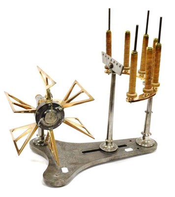 Lot 1022 - Wool Tester brass winder attached to gauge numbered 20, 40, 60 and 80, on cast base with seven...