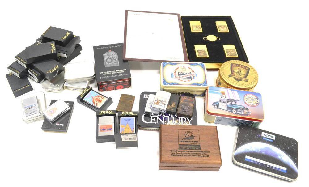 Lot 1023 - Zippo Lighters A Collection Of Commemorative Issues including World War II Remembrance, D-Day...
