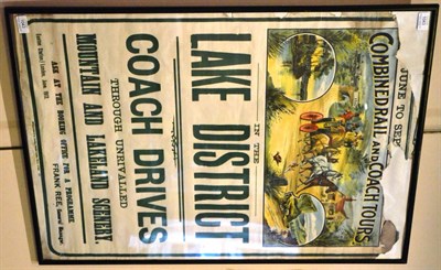 Lot 1043 - Combined Rail And Coach Tours In The Lake District Poster 25x34";,63x87cm with colour...