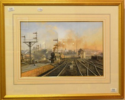 Lot 1049 - John Lewis Chapman (b.1946)  ";Blackburn Station, West End";  Signed, watercolour heightened...