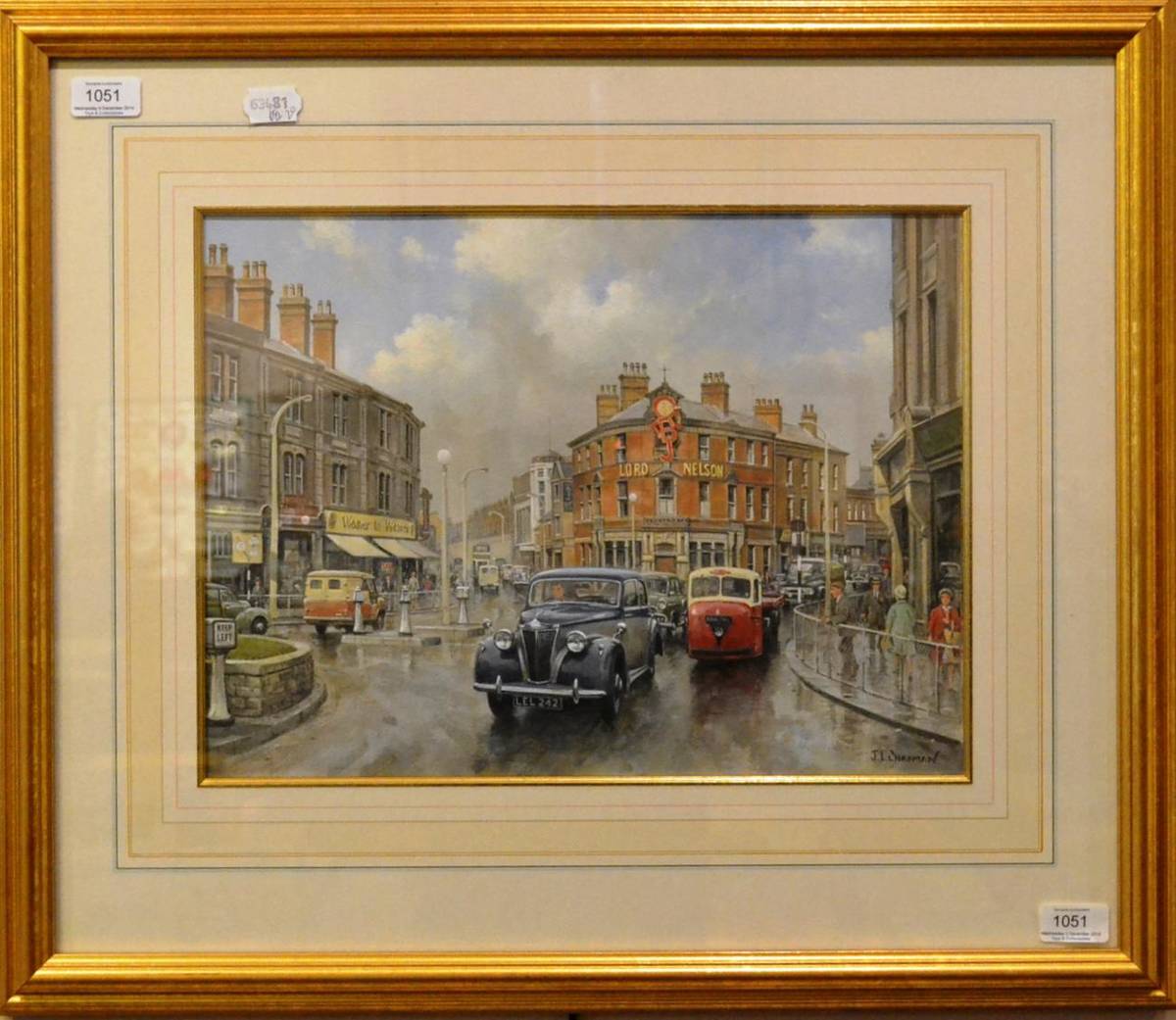 Lot 1051 - John Lewis Chapman (b.1946) Street scene depicting the Lord Nelson public house Blackburn...