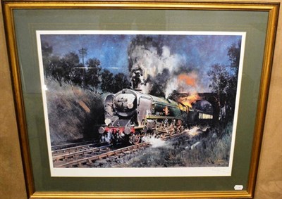 Lot 1055 - Terence Cuneo Print Merchant Navy Class 35027 Passing Under A Bridge signed by the artist and...