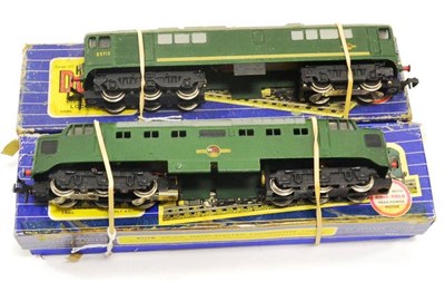 Lot 1073 - Hornby Dublo 3-Rail Two Diesel Locomotives  3233 CO-BO BR D5713 (G, some discolouration to...