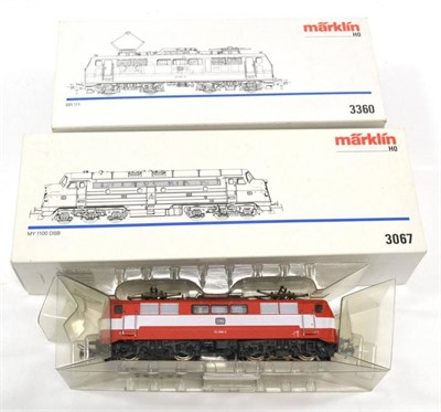 Lot 1098 - Marklin HO Gauge 3360 BR111 DB Twin Pantograph Locomotive and 3067 MY 1100 DSB Double ended...