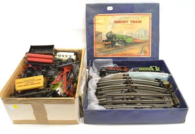 Lot 1105 - Hornby O-Gauge No.201 Tank Goods Set Box containing two c/w 0-4-0T locomotives: LMS 2270 and...