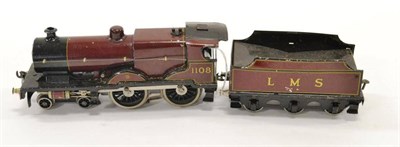 Lot 1108 - Bassett-Lowke 3-Rail Electric 4-4-0 LMS 1108 Compound Locomotive maroon (G, some damage mainly...