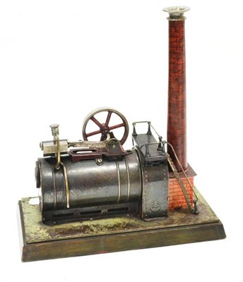 Lot 1120 - Bing 130/271 Live Steam Engine with horizontal boiler with steps to a gantry at one end and...