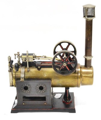 Lot 1127 - Doll & Cie  Live Steam Agricultural Engine with brass horizontal boiler, chimney having gauge cover