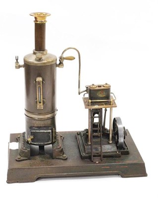 Lot 1128 - Doll & Cie Live Steam Engine a nice example with vertical boiler with cast door for firebox,...