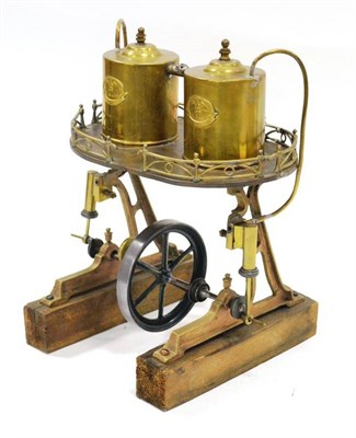 Lot 1142 - Kraus & More Twin Cylinder Live Steam Accessory constructed in brass with twin tanks/boilers...